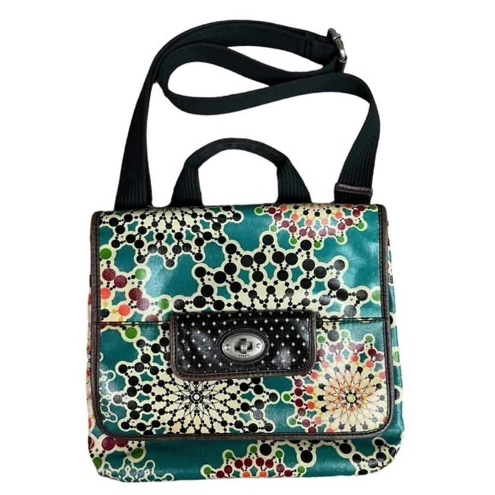 Fossil Keyper Leather Coated Crossbody Bag Floral Key-Per - Picture 1 of 8